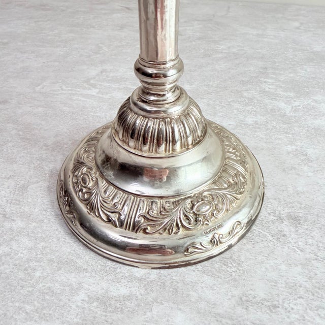 Vintage Silver Plated 5-Arm Candleabra, Art Nouveau For Sale In Chicago - Image 6 of 10
