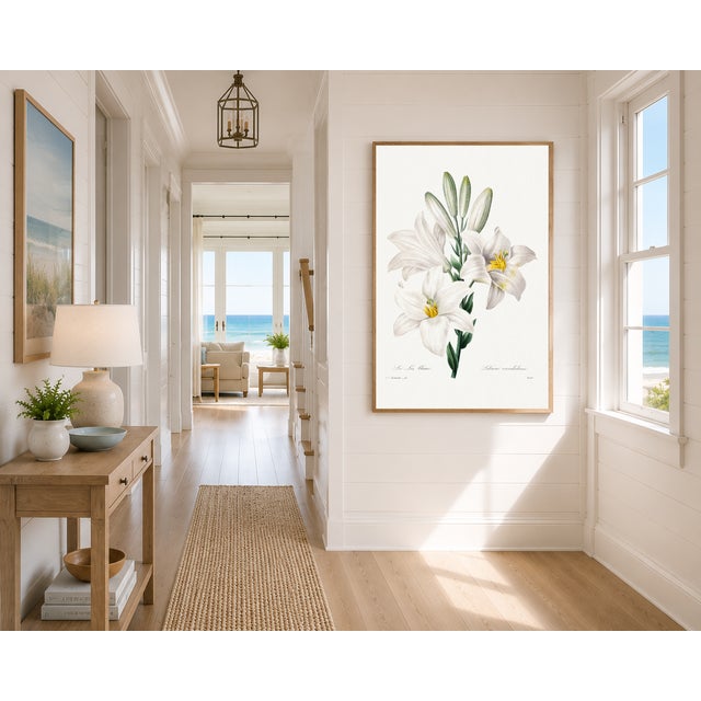 French Country Madonna Lily, Vintage Botanical Art Print Reproduction by Pierre-Joseph Redouté, 24" X 36" For Sale - Image 3 of 10