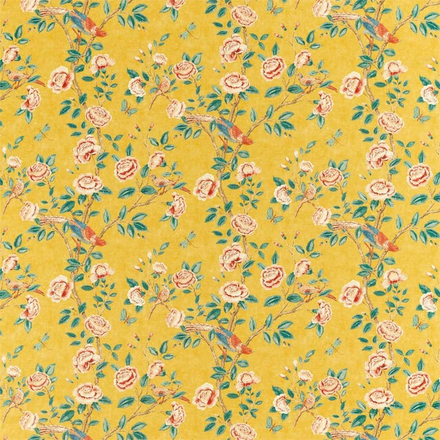 Sanderson Andhara Fabric in Saffron/Teal For Sale