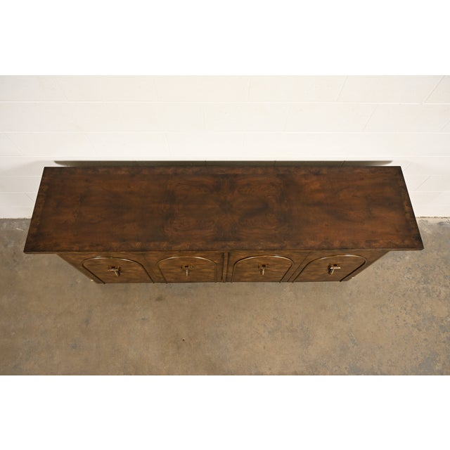 William Doezema for Mastercraft Mid-Century Hollywood Regency Burl Wood and Brass Sideboard Credenza, 1970s For Sale - Image 11 of 14