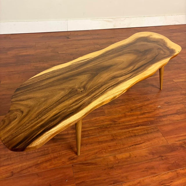 Mid-Century Modern Live Edge Koa Wood Coffee Table For Sale - Image 3 of 12