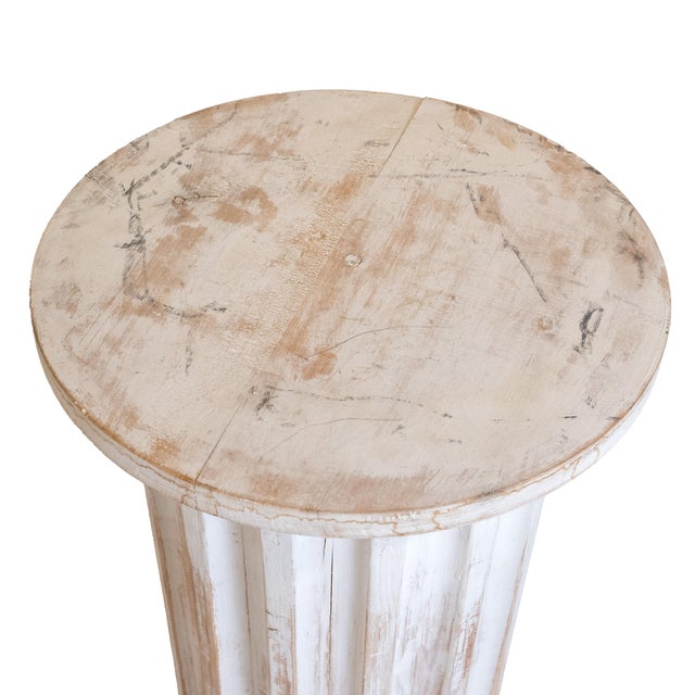 Wood Pair of Neoclassical Fluted Whitewashed Wood Columns For Sale - Image 7 of 16