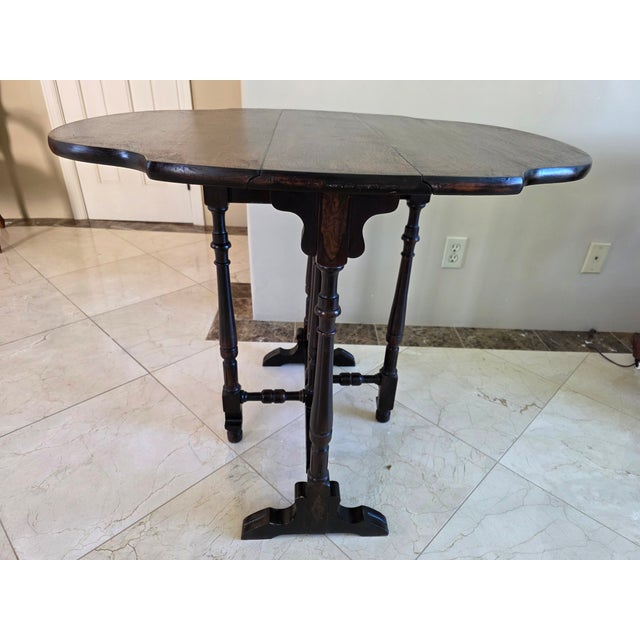 Antique Jacobean Revival Gateleg Drop-Leaf Table With Bobbin Turned Legs For Sale In San Diego - Image 6 of 12