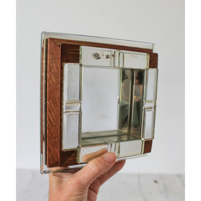 Vintage Square Wood & Mirror Ashtray or Trinket Tray For Sale - Image 10 of 12