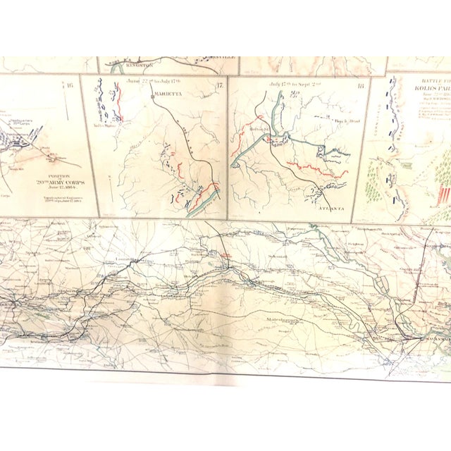 Civil War Surveyors Maps of Sherman's March to the Sea & Vicinities Framed Pair For Sale - Image 11 of 14
