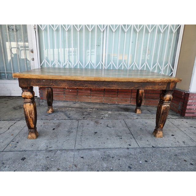 1980s 1980s Solid Pine Wood Dining Set For Sale - Image 5 of 12