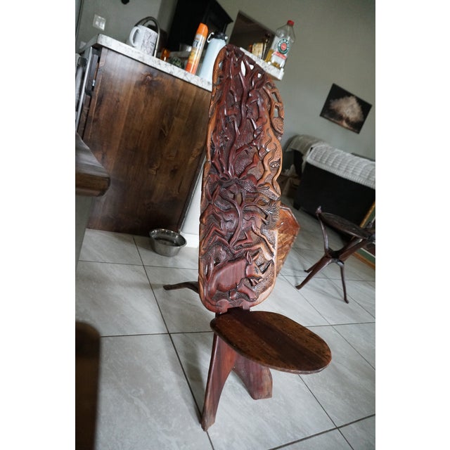 1980s Hand-Carved Malawian Wildlife Chair | Sculptural Folk Art Accent Chair For Sale In San Antonio - Image 6 of 9