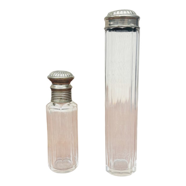 Pair of 1920s Art Deco Vanity Perfume Bottles For Sale
