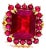 Bochic “Orient” Vintage Ruby Center Cluster Cocktail Ring 18K Gold & Silver For Sale