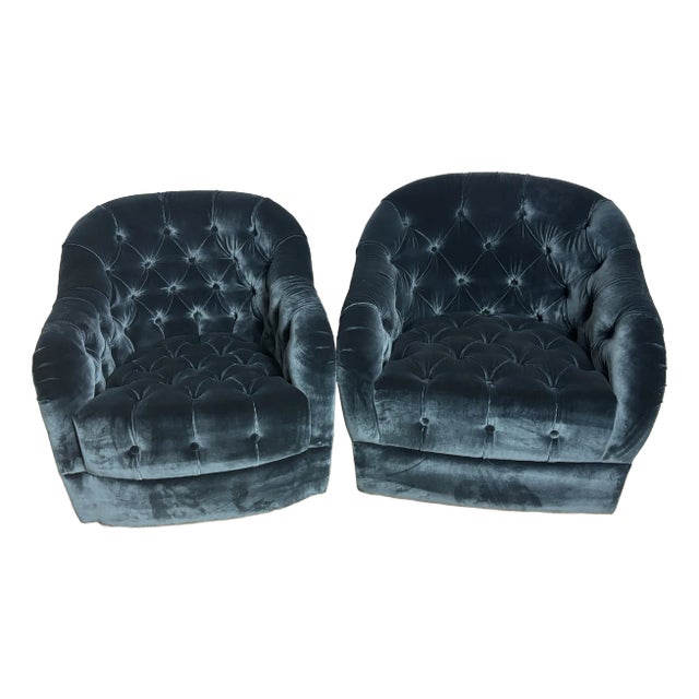 1970s Ward Bennett Tufted Club Chairs - a Pair For Sale