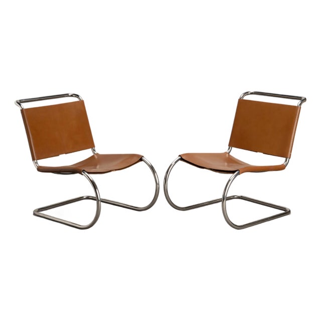 Rare Knoll Mr30/5 Lounge Chairs in Leather by Mies Van Der Rohe for Knoll, Pair For Sale