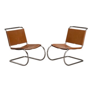 Rare Knoll Mr30/5 Lounge Chairs in Leather by Mies Van Der Rohe for Knoll, Pair, Attributed For Sale