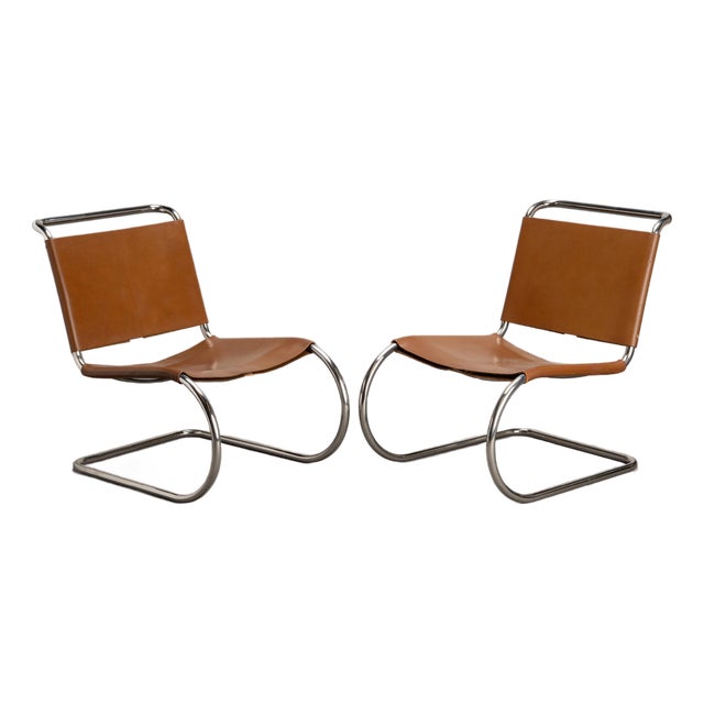 Rare Knoll Mr30/5 Lounge Chairs in Leather by Mies Van Der Rohe for Knoll, Pair, Attributed For Sale