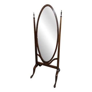 Mahogany Oval Cheval Mirror, 1900s For Sale