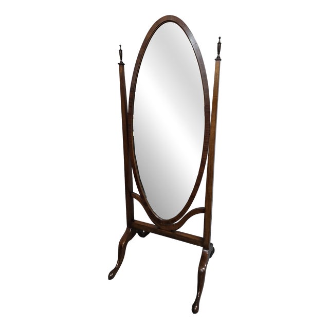 Mahogany Oval Cheval Mirror, 1900s For Sale