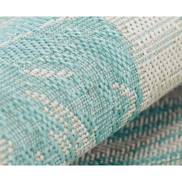 Momeni Contemporary Indoor/Outdoor Riviera Palm Rug in Aqua, 5'3" x 7' For Sale - Image 4 of 9