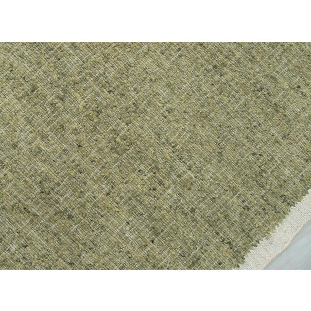 Textile 8x10 Natural Wool Jute Cream Green Solid Premium Rug For Sale - Image 7 of 17