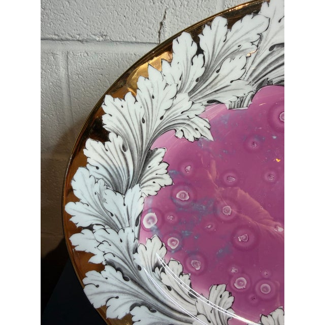 Vintage Fornasetti Style Pink Splash Luster Platter | Chairish