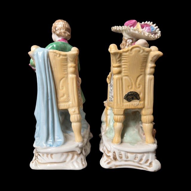 Vintage German Porcelain Figurines, Romantic Couple- a Pair For Sale - Image 4 of 7