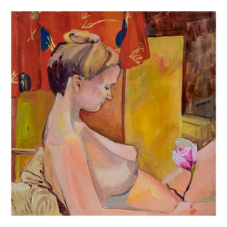 Woman in Bloom - Figurative Nude Study Oil on Canvas by Patricia Gren Hayes For Sale