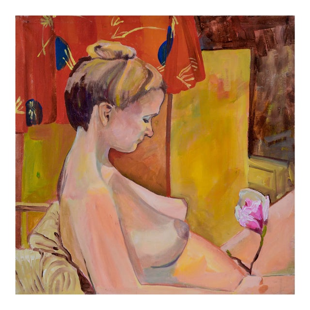 Woman in Bloom - Figurative Nude Study Oil on Canvas by Patricia Gren Hayes For Sale