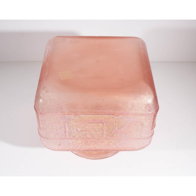 Late 20th Century Ermanno Nason Attrib. Silvestri Pink Scavo Glass Vase For Sale - Image 5 of 6