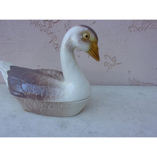 1950s C.1950 Majolica Goose Tureen For Sale - Image 5 of 11