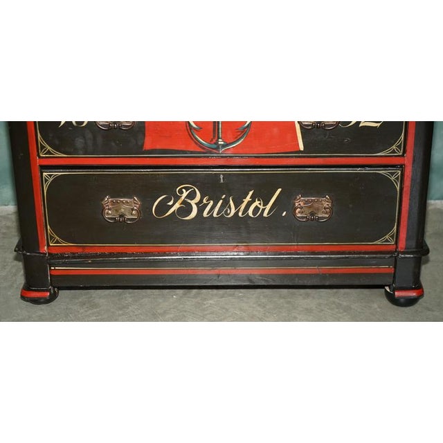 Antique Chest of Drawers with Hand-Painted Nautical Ships, Bristol, United Kingdom, 1892 For Sale - Image 12 of 18