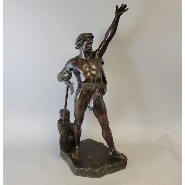 Victorian Elkington & Co. 32" Bronze Warrior King Statue Sculpture, C. 1860–1880 For Sale - Image 10 of 18