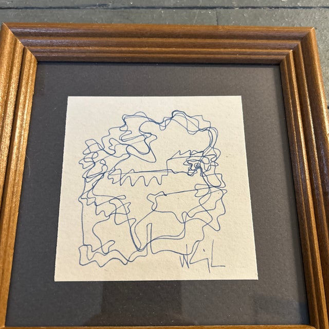 Contemporary original pen and ink drawing by Wayne Cunningham. Drawing measures approximately 4x4 or 7.25x7.25 framed....