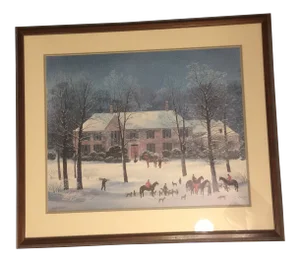 La Chasse D'Hiver' Art Print Framed & Matted Under Glass by Michel Delacroix