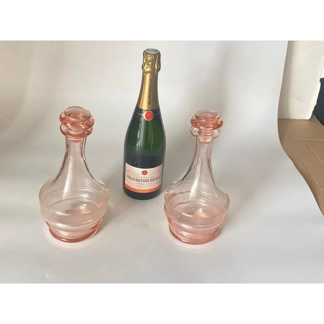 Glass Vintage Decorative Pink Glass Bottles, France, 1940, Set of 2 For Sale - Image 7 of 8