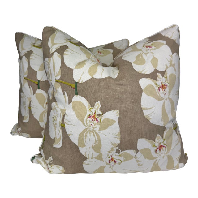 Raoul Textiles "Celeste" in Fog 22" Pillows-a Pair For Sale