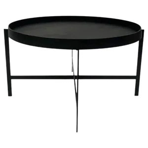 Large Black Leather Deck Table by OxDenmarq
