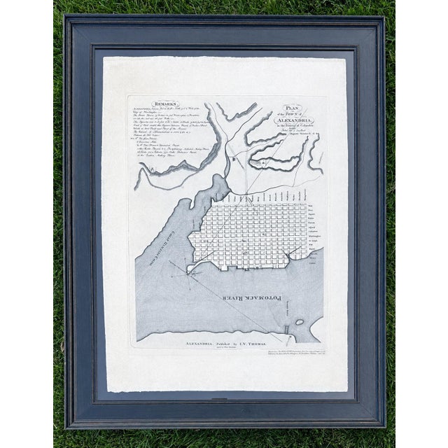 1940s Alexandria, Virginia Town Plan & Potomac River, Framed For Sale - Image 4 of 4
