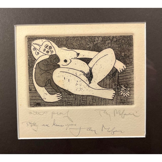Vintage circa 1960s etching by Tony Mafia (Robert Lee Alderson), a distinctive American artist associated with the Los...