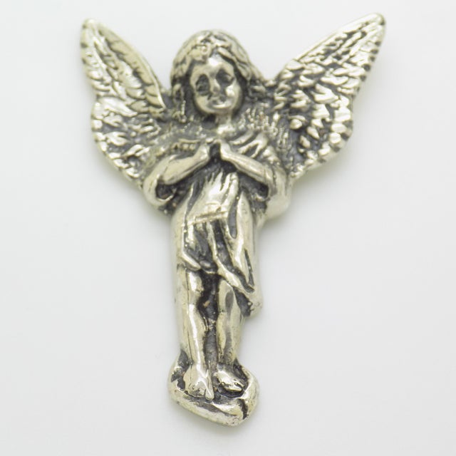 Vintage Italian Genuine Silver 800 Wall-Hanging Angel Figurine from Arezzo, 1970s For Sale - Image 11 of 11