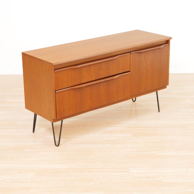 1960s Mid Century Teak Sideboard Cabinet on Hairpin Legs For Sale - Image 5 of 8