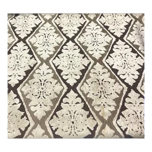 High End Transitional Taupe and Khaki Cut Velvet Jacquard Diamond Damask Designer Fabric - 9 Yards