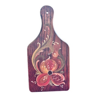 Midcentury Hand-Painted Wooden Cutting Board For Sale
