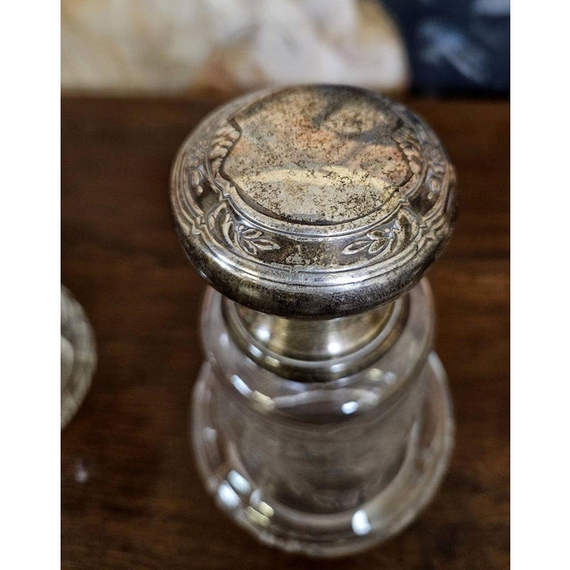 Antique Louis XVI Crystal and Silver Bottles, Set of 2 For Sale - Image 3 of 10