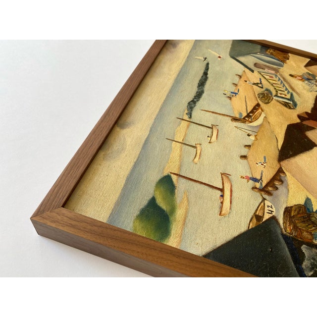 Frank Carson Vintage 1942 Modernist " Provincetown Bay Beach, Waterfront Seascape " Framed Original Signed Post-Impressionist Oil Painting For Sale In Kansas City - Image 6 of 16