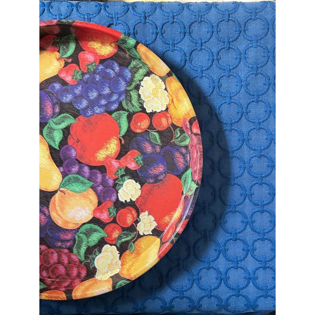 Mid 20th Century Vintage Fruit Chintz Metal Tray For Sale - Image 5 of 7