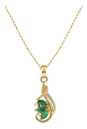 Marquise Emerald & Diamond Necklace 16"