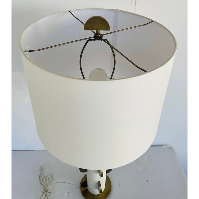 Uttermost Revelation Brass and Stone Half Moon Table Lamp For Sale - Image 4 of 5