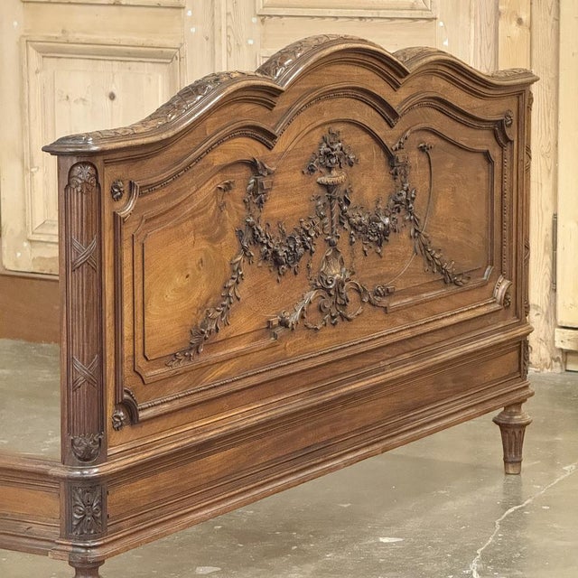 19th Century French Louis XVI Walnut Bed For Sale - Image 9 of 18