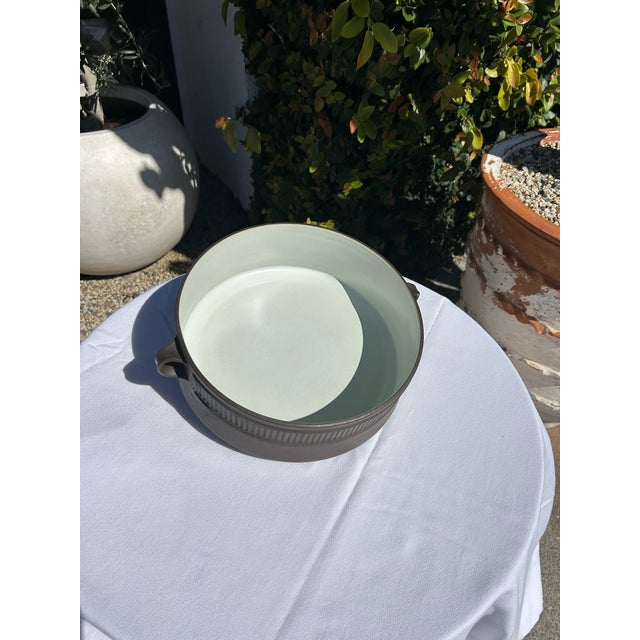 Ceramic Vintage Mid-Century Dansk Ribbed Serving Bowl With Handles For Sale - Image 7 of 13