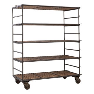 20th Century French Metal & Wooden Bakery Cart On Wheels For Sale