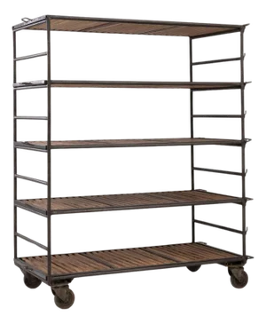 20th Century French Metal & Wooden Bakery Cart On Wheels