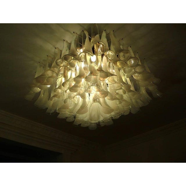 Spectacular chandelier in Murano glass. 126 petals blown glass. Measures: 95 cm x 95 cm. Height 50 cm. Up to 250V...